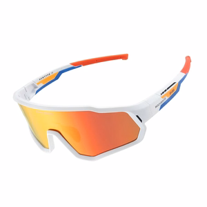 Rockbros SP383 Shining Warrior riteņbraukšanas brilles - matēts balts rāmis, polarizētas sarkanas lēcas