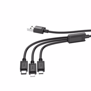 Kabelis 3in1 USB A uz Lightning / Micro USB / USB C Hoco 2A X74 1 m melns