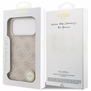 Guess 4G Ring Classic Logo MagSafe Чехол для iPhone 17 Pro Max - розовый