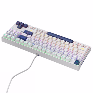 Machenike K500B-B87 Vadu mehāniskā spēļu tastatūra ar apgaismojumu, Red Switch - balts