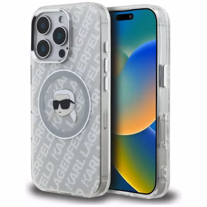Karl Lagerfeld IML Karl Head Logo MagSafe maciņš iPhone 16 Pro Max - pelēks