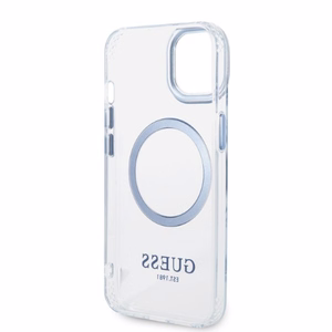 Guess Metāla kontūra Magnētiskais viedtālruņa apvalks iPhone 14 Plus - zils