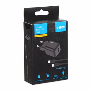 iBOX C-42 GaN PD33W Sienas lādētājs, Melns