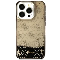 Guess GUHCP14LLC4PSGK iPhone 14 Pro 6.1" melns cietais viedtālruņa apvalks ar šķidro spīdumu 4G daļēji caurspīdīgs