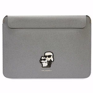 Karl Lagerfeld Saffiano Karl&Choupette apvalks 14" klēpjdatoram - sudraba