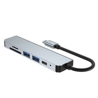 HUB Tech-Protect V4 6in1 USB-C - USB-A 3.0 / USB-A 2.0 / USB-C / HDMI / micro SD / TF / SD karšu lasītājs - pelēks