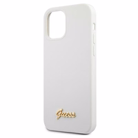 Guess GUHCP12SLSLMGWH iPhone 12 mini 5.4" balts/balts cietais apvalks Metal Logo Script