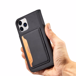 Magnētiskais karšu apvalks iPhone 12 Pro Max maciņš karšu maks karšu turētājs melns