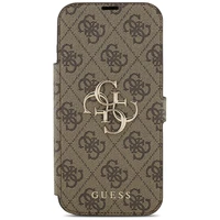 Guess Book 4G Metal Logo viedtālruņa apvalks iPhone 17 Pro Max - brūns