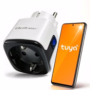 Qoltec 52710 viedā Wi-Fi kontaktligzda 16 A ar taimeri un enerģijas skaitītāju, Tuya/Smart Life/Amazon Alexa/Google Assistant