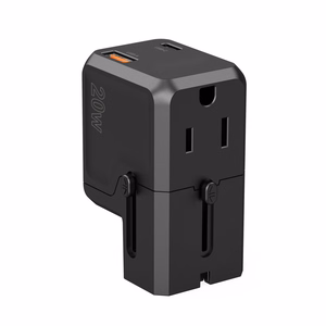 Choetech PD6038 USB-C USB-A PD 20W ceļojumu lādētājs USA EU UK AU - melns