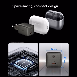 Spigen Essential EE301EU 1 porta 30 W sienas lādētājs – tumši pelēks