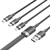 USB 2.0 A spraudnis uz 3-in-1 USB-C, Lightning un Micro-B spraudnis kabelis Vention 3A CTPBG 1.5m
