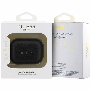 Guess Grained Classic Logo maciņš for AirPods Pro 3 - melns