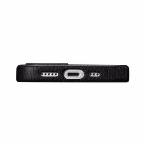iCarer Litchi Premium ādas viedtālruņa apvalks iPhone 14 Plus Magnētiskais ādas apvalks ar MagSafe Melns (WMI14220711-BK)