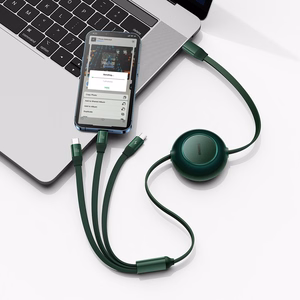 Baseus Kabelis Bright Mirror 2 3 in 1 - Type C uz Micro USB, Lightning, Type C - 100W 1,1 metri (CAMJ010206) zaļš