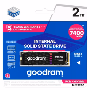 Goodram PX700 SSD SSDPR-PX700-02T-80 iekšējais cietvielu disks M.2 2.05 TB PCI Express 4.0 NVMe 3D NAND