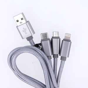 Maxlife 3in1 кабель USB - Lightning + USB-C + microUSB 1,0 м 2,1A серый нейлон