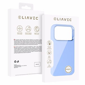 Liavec Silky vāciņš ar metāla kameras ietvaru, paredzēts iPhone 18 Pro/17 Pro, gaiši zils