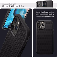 Spigen Liquid Air apvalks iPhone 12 / iPhone 12 Pro - Matēts melns