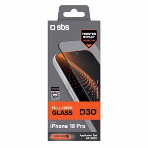 SBS D3O pilna pārklājuma aizsargstikls modelim iPhone 18 Pro, ar aplikatoru