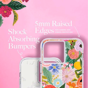 Rifle Paper Clear MagSafe vāciņš ierīcei iPhone 14 Pro Max, ar “Garden Party Blush” rakstu
