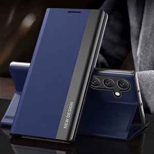 Sleep Pro viedtālruņa apvalks Samsung Galaxy S24 FE ar atveramu vāku un statīvu - zils