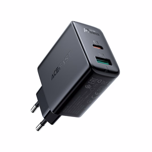 Acefast sienas lādētājs USB Type C / USB 32W, PPS, PD, QC 3.0, AFC, FCP melns (A5 melns)