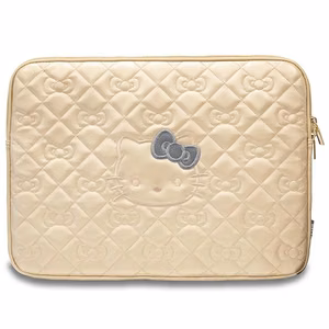 Hello Kitty Zip PU Quilted Bows case for a 14" laptop - gold