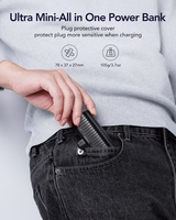 VEGER portatīvais lādētājs 5000 mAh ar iebūvētu savienotāju Type C PlugOn PD QC3.0 3A 20W W0558 melna