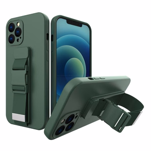 Rope Case gēla viedtālruņa apvalks ar ķēdes siksniņu iPhone 12 Pro tumši zaļš