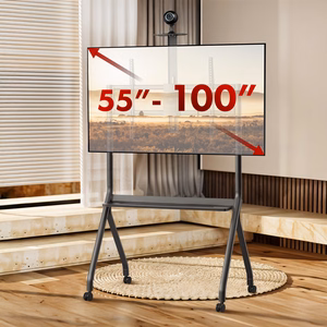 Maclean TV stand / cart, camera shelf, on casters, 55-100", max load 120kg/10kg shelf, max. VESA 900x600, melns, MC-114 B