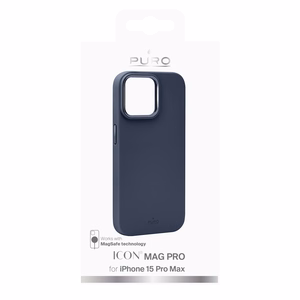 Puro Icon Mag Pro magnētiskais silikona viedtālruņa apvalks iPhone 15 Pro Max - tumši zils