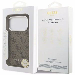 Guess 4G Classic Logo magnētiskais viedtālruņa apvalks iPhone 17 Pro - brūns