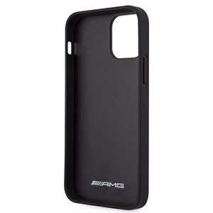 AMG ādas apvalks ar iespiestām līnijām iPhone 12 mini - melns