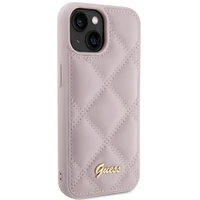 Guess Quilted Metal Logo viedtālruņa apvalks iPhone 15 - rozā