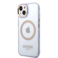 Guess GUHMP14SHTCMU iPhone 14 6.1" violeta/violeta cietais apvalks Zelta kontūra Caurspīdīgs Magnētiskais