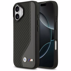 BMW viedtālruņa apvalks IPHONE 17, savietojams ar MagSafe BMHMP17S25PCCSCAK (PU oglekļa logotips) antracīta