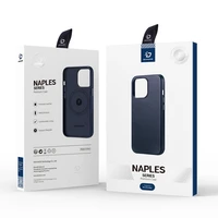 Dux Ducis Naples viedtālruņa apvalks iPhone 14 Pro Max magnētiskais ādas apvalks MagSafe zils
