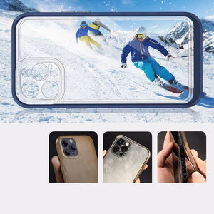  Skaidrs 3in1 vāciņš iPhone 12 Pro Max ar zila rāmi želejas pārklājums