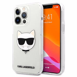 Karl Lagerfeld Choupette galvas viedtālruņa apvalks iPhone 13 Pro Max – caurspīdīgs