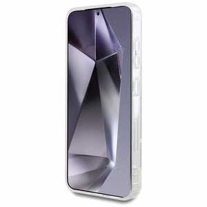 Viedtālruņa apvalks Karl Lagerfeld Poga Choupette Galva Drukāts Logotips Magnētiskais Samsung Galaxy S25 balta