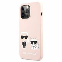 Karl Lagerfeld silikona viedtālruņa apvalks Ikonik Karl & Choupette MagSafe iPhone 13 Pro / iPhone 13 – gaiši rozā