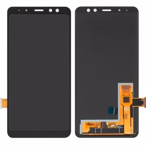 LCD ekrāns Samsung A530 A8 (2018) ar skārienjūtīgu ekrānu melns OLED (īstā izmēra)