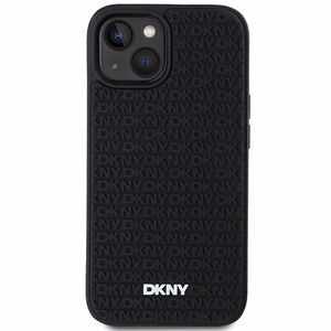 DKNY 3D Gumijas apvalks ar atkārtotu rakstu iPhone 15/14/13 - melns