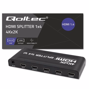 Qoltec 51798 aktīvais HDMI sadalītājs 4 x HDMI 4K x 2K | 3,4 Gb/s