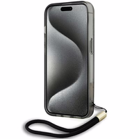 Karl Lagerfeld IML Mono KL Pattern & Cord viedtālruņa apvalks iPhone 15 Pro - melns
