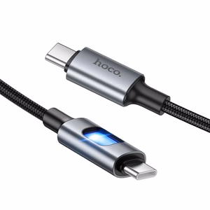 LED Kabelis USB C to USB C Hoco 3A 60W 1,2 m U144 melns