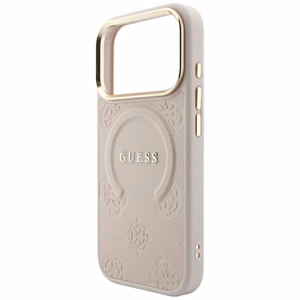 Guess Saffiano Peony & Ring MagSafe maciņš, paredzēts iPhone 17 Pro Max / 18 Pro Max, rozā