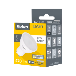 Rebel GU10 LED spuldze, 5 W, 3000 K, 230 V